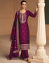 Designer Function Wear Heavy Salwar Suit Collection Purple Premium Silk Pant Straight Front View